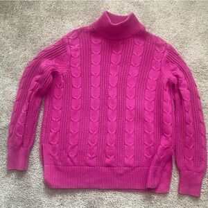 Banana Republic Factory Fuchsia Cable Knit Turtleneck Sweater